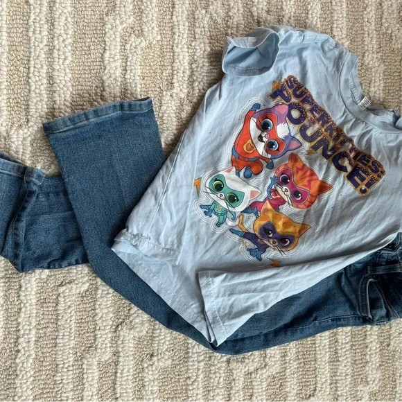 Super kitty 6-7 girl outfit bundle with slim flare jeans - Picture 3 of 4